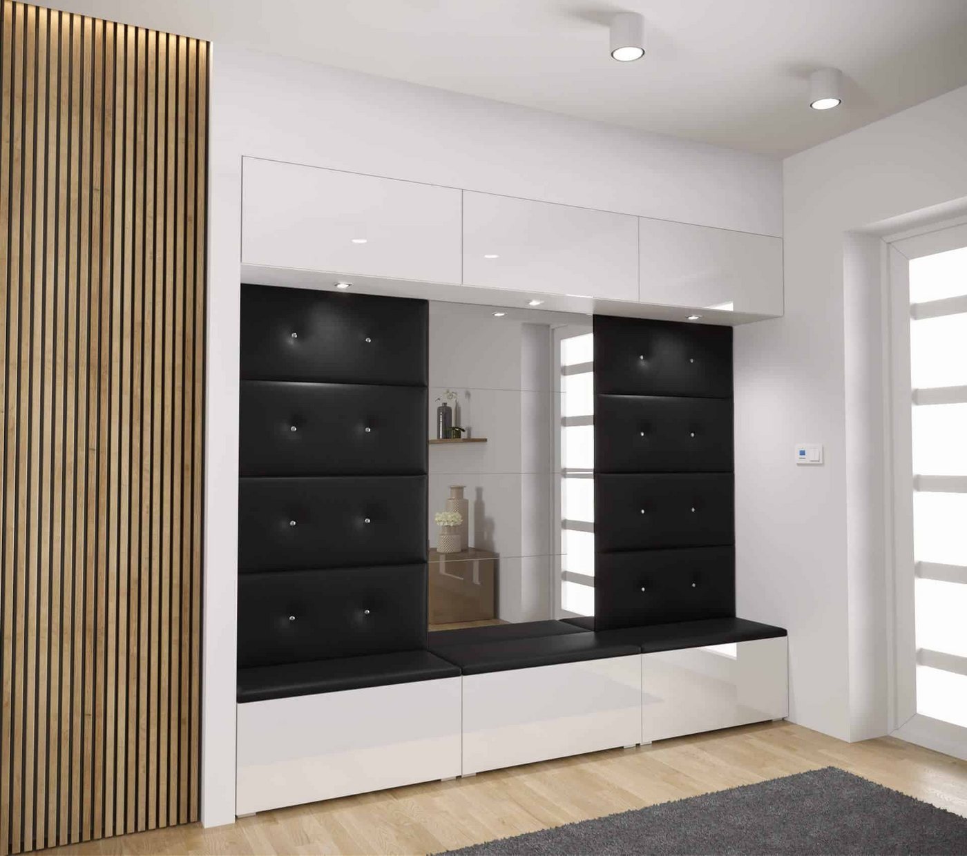 ROYAL24_MARKT Garderobenschrank - Elegante Garderobendesigns / Luxuriöse Materialwahl. (Komplett Set, 18-St., Smart GF89) Innovativer Kleiderschrank - Trendig und Effizient von ROYAL24_MARKT