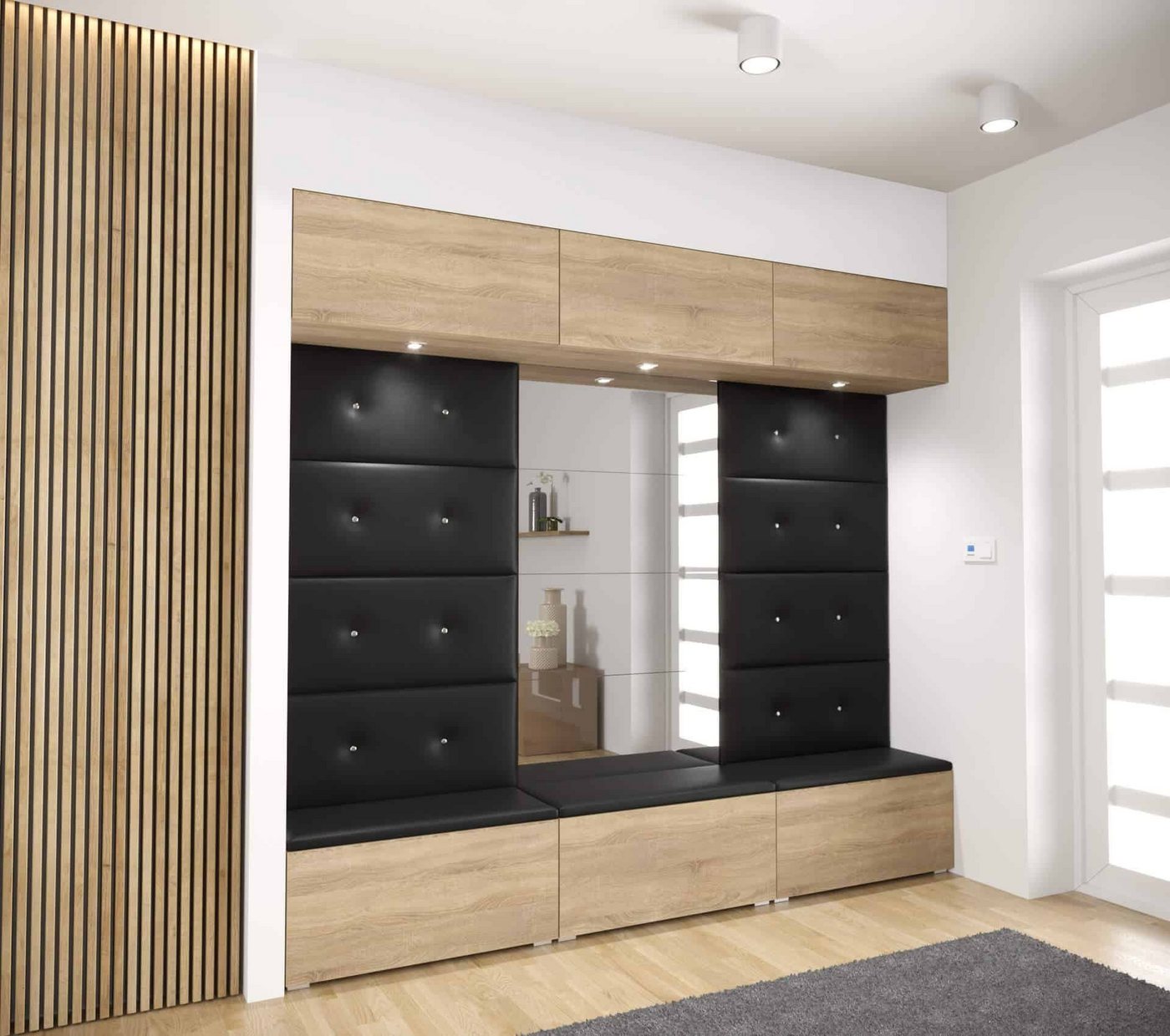 ROYAL24_MARKT Garderobenschrank - Elegante Garderobendesigns / Luxuriöse Materialwahl. (Komplett Set, 18-St., Smart GF89) Innovativer Kleiderschrank - Trendig und Effizient von ROYAL24_MARKT