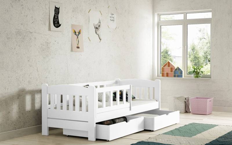 ROYAL24_MARKT Kinderbett - Natürliches Kinderbett mit praktischen Features. (Komplett Set, 1-tlg., Premium - Kinderbett), Top Stoffe - Exklusiv - Hochwertig . von ROYAL24_MARKT