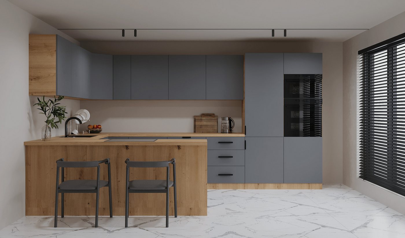 ROYAL24_MARKT Küchenzeile - K106-G860 - Langen - Design für höchste Ansprüche, (Komplett Set), Beste Güte - Innovativ - Modern. von ROYAL24_MARKT