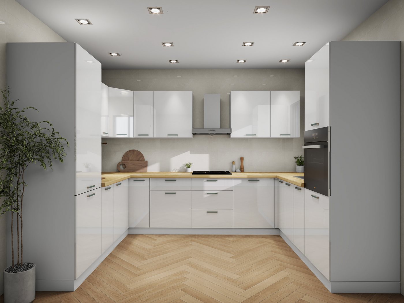 ROYAL24_MARKT Küchenzeile K113-G770 - VITA - (U) - Komfortables Kochen in U-Form Küche, (Komplett Set), Top Qualität - Modernes Design - Feinste Materialien von ROYAL24_MARKT