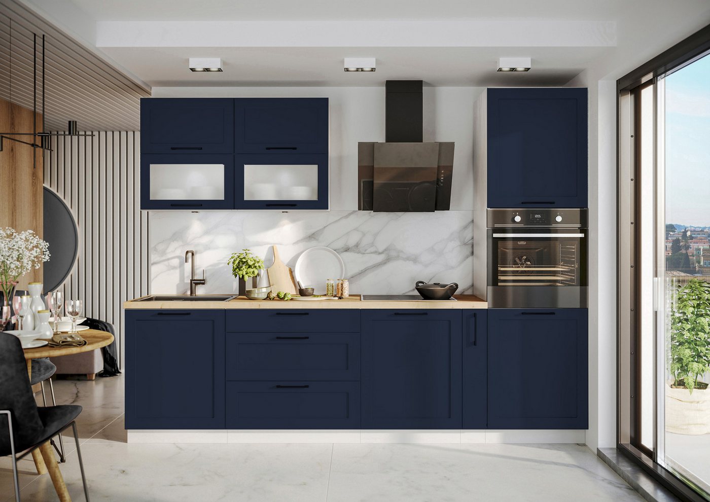 ROYAL24_MARKT Küchenzeile - K151-G 275 cm - ADELE (N) - Hochwertige Küchen Inspiration, (Komplett Set), Top Stoffe - Exklusiv - Hochwertig von ROYAL24_MARKT