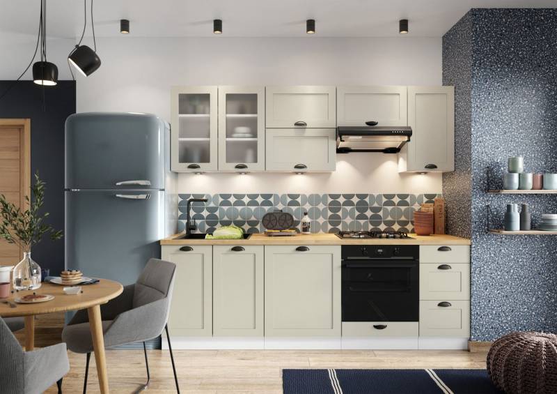 ROYAL24_MARKT Küchenzeile - K152-G 240 cm - ADELE (N) - Perfekt für kleine Räume, (Komplett Set), Hochwertig - Modern - Exklusiv von ROYAL24_MARKT