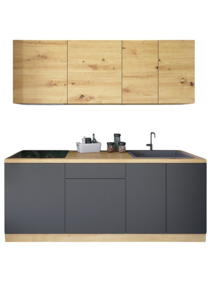 ROYAL24_MARKT Küchenzeile K21-G200 - Langen - Eleganz trifft Innovation, (Komplett Set), Matt - Top Material - Hochwertig - Holzoptik. von ROYAL24_MARKT
