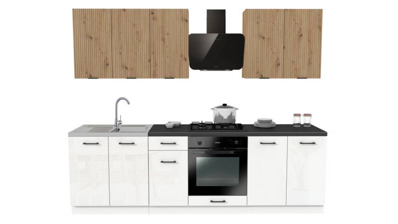 ROYAL24_MARKT Küchenzeile - SIMPLY Z15 260 cm - Hochglanz Profi Linie, (Komplett Set), Edles Material - Zeitlos - Elegant von ROYAL24_MARKT