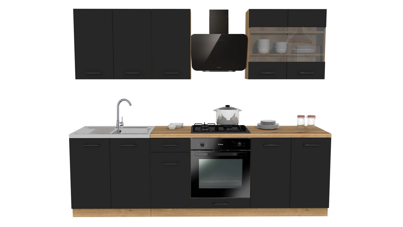 ROYAL24_MARKT Küchenzeile - SIMPLY Z3 260 cm - Compact Space System, (Komplett Set), Premium - SIMPLYEdle Stoffe - Schickes Design - Top Verarbeitung von ROYAL24_MARKT