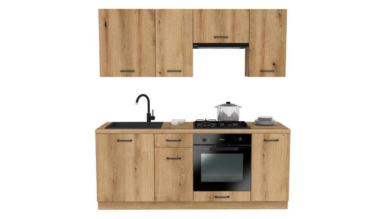 ROYAL24_MARKT Küchenzeile - SIMPLY Z6 200 cm - Eiche, (Komplett Set), Premium - Modern - Exzellent von ROYAL24_MARKT