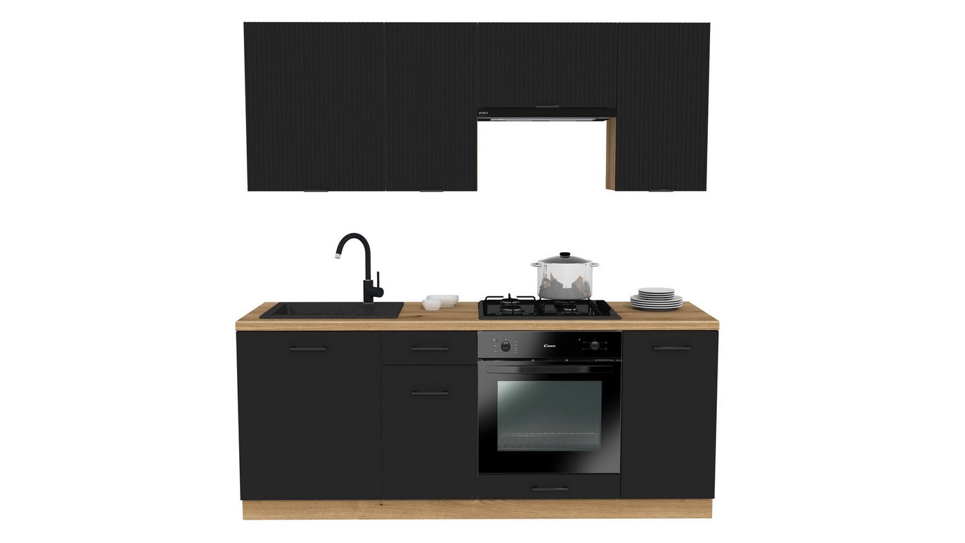 ROYAL24_MARKT Küchenzeile - SIMPLY Z8 200 cm - Smart Raum Küche, (Komplett Set), Premium - SIMPLYEdle Stoffe - Schickes Design - Top Verarbeitung von ROYAL24_MARKT