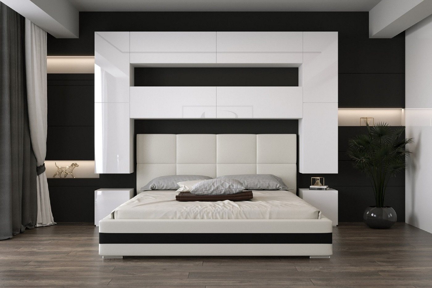 ROYAL24_MARKT Schlafzimmer-Set - Bett mit Panama Schränken, (Komplett Set, 10-St., Panama 4), Es entspricht den feinsten Geschmäckern. von ROYAL24_MARKT