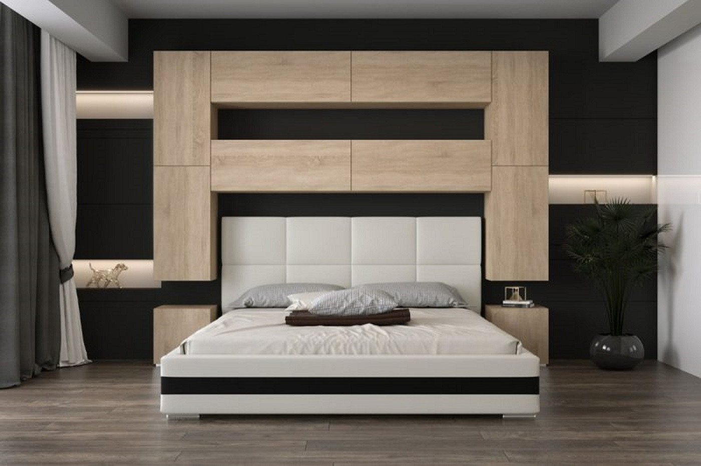 ROYAL24_MARKT Schlafzimmer-Set - Bett mit Panama Schränken, (Komplett Set, 10-St., Premium - Panama 4), Es entspricht den feinsten Geschmäckern. von ROYAL24_MARKT