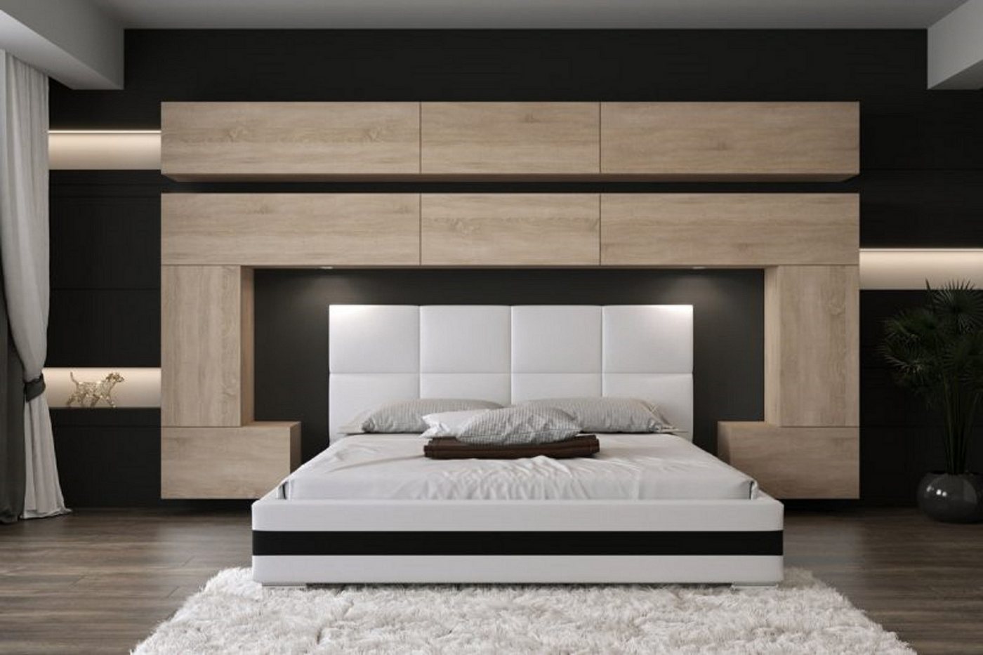 ROYAL24_MARKT Schlafzimmer-Set - Bett mit Panama Schränken, (Komplett Set, 10-St., Premium - Panama 5), Elegante Möbel - ein Hauch von Luxus von ROYAL24_MARKT