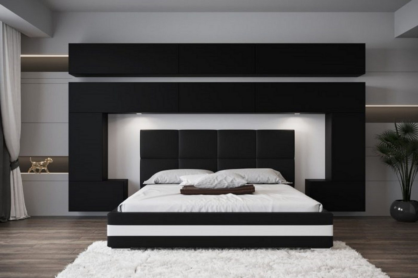 ROYAL24_MARKT Schlafzimmer-Set - Bett mit Panama Schränken, (Komplett Set, 10-St., Premium - Panama 5), Elegante Möbel - ein Hauch von Luxus von ROYAL24_MARKT