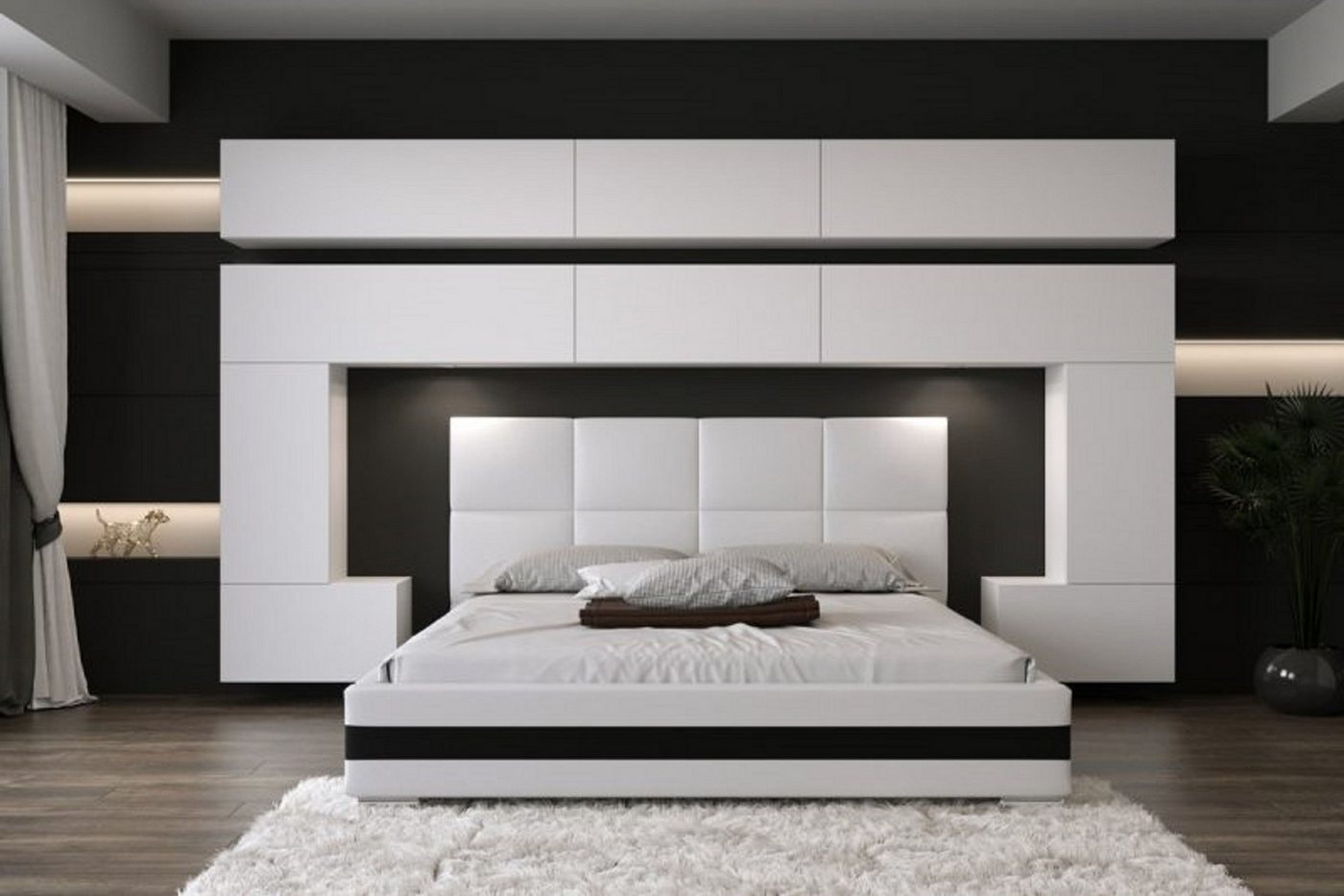 ROYAL24_MARKT Schlafzimmer-Set - Bett mit Panama Schränken, (Komplett Set, 11-St., Premium - Panama 5), Elegante Möbel - ein Hauch von Luxus von ROYAL24_MARKT