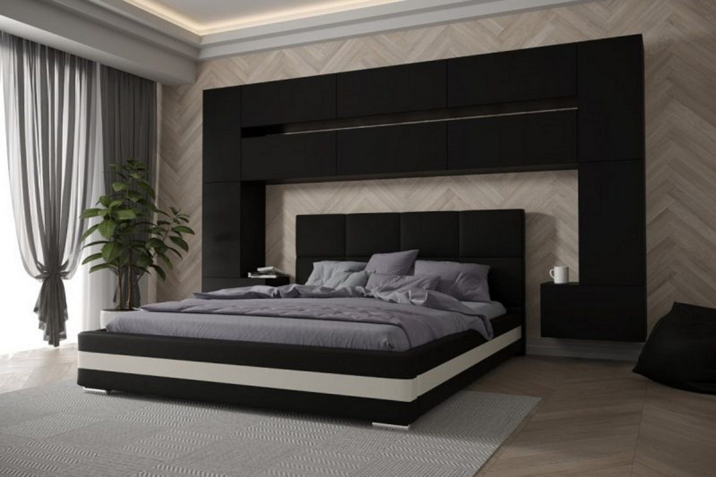 ROYAL24_MARKT Schlafzimmer-Set - Bett mit Panama Schränken, (Komplett Set, 12-St., Panama 7), Stilvolle Einrichtung - Eleganz in jedem Raum. von ROYAL24_MARKT