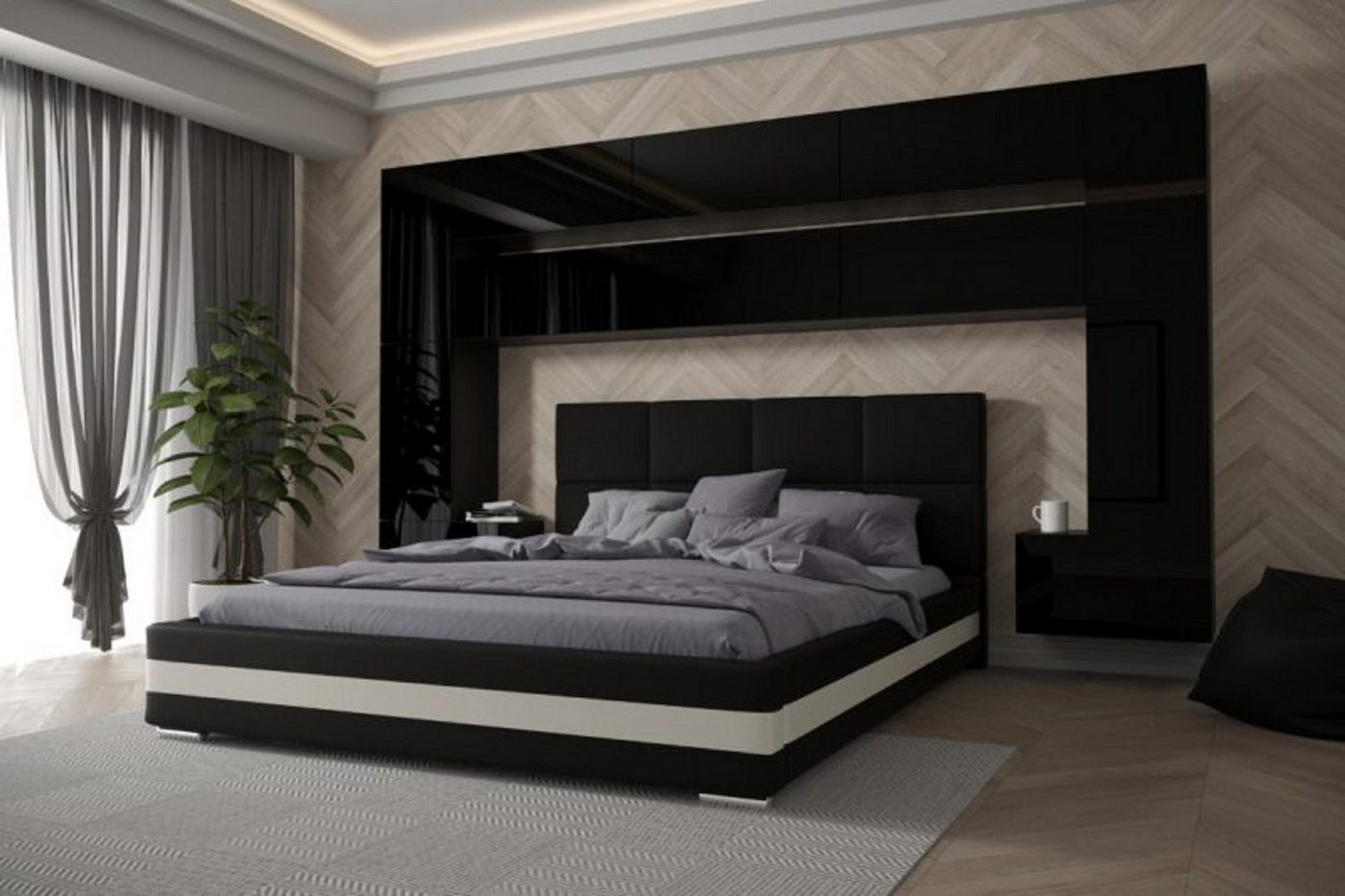 ROYAL24_MARKT Schlafzimmer-Set - Bett mit Panama Schränken, (Komplett Set, 12-St., Panama 7), Stilvolle Einrichtung - Eleganz in jedem Raum. von ROYAL24_MARKT