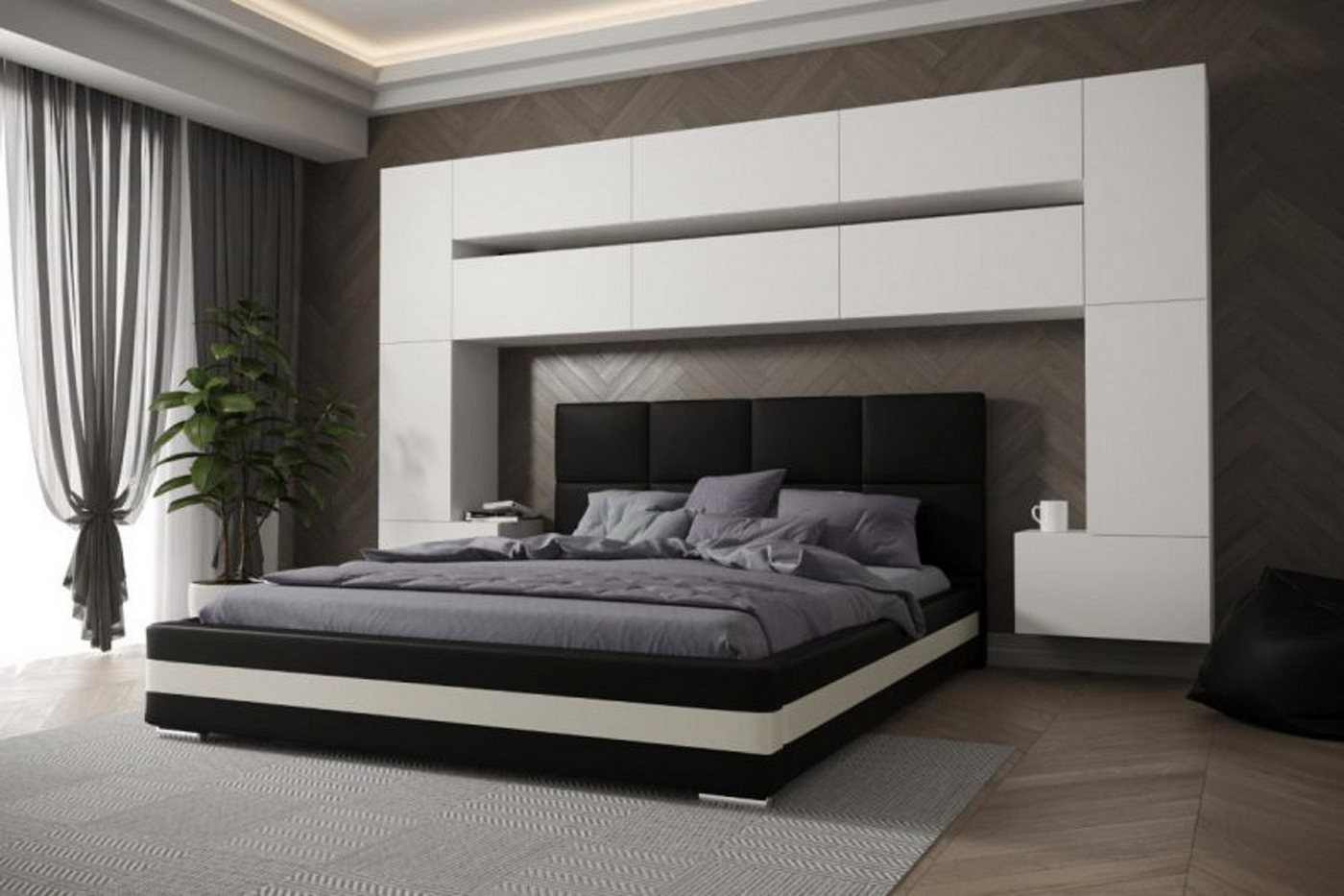 ROYAL24_MARKT Schlafzimmer-Set - Bett mit Panama Schränken, (Komplett Set, 13-St., Panama 7), Stilvolle Einrichtung - Eleganz in jedem Raum. von ROYAL24_MARKT