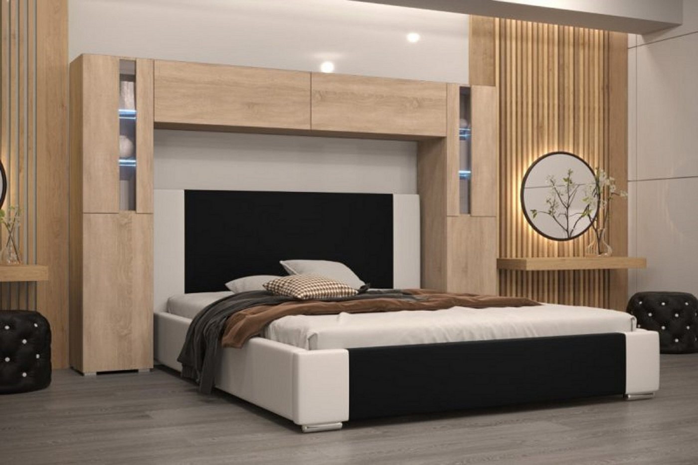 ROYAL24_MARKT Schlafzimmer-Set - Bett mit Panama Schränken, (Komplett Set, 7-St., Premium - Panama 8), Zeitgenössische Möbel mit Charme. von ROYAL24_MARKT