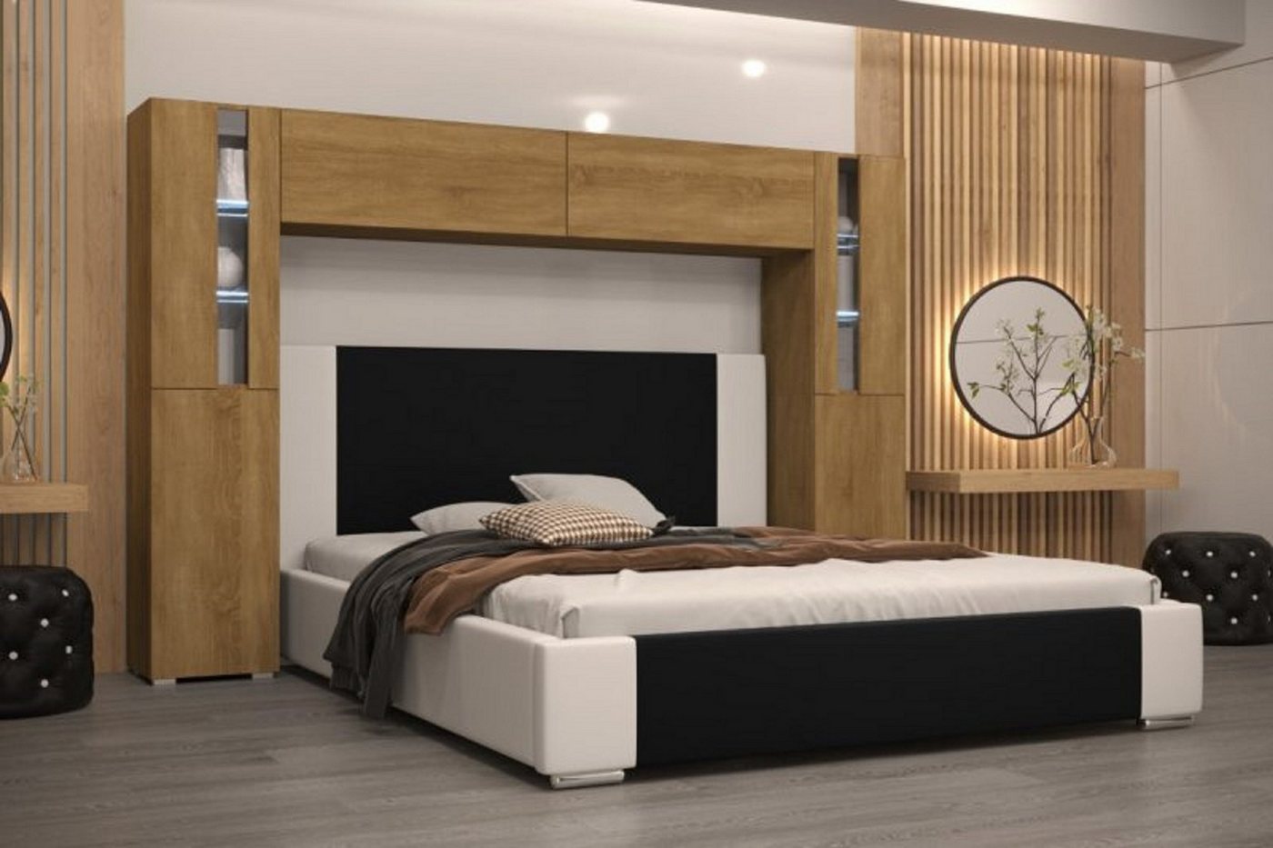 ROYAL24_MARKT Schlafzimmer-Set - Bett mit Panama Schränken, (Komplett Set, 7-St., Premium - Panama 8), Zeitgenössische Möbel mit Charme. von ROYAL24_MARKT