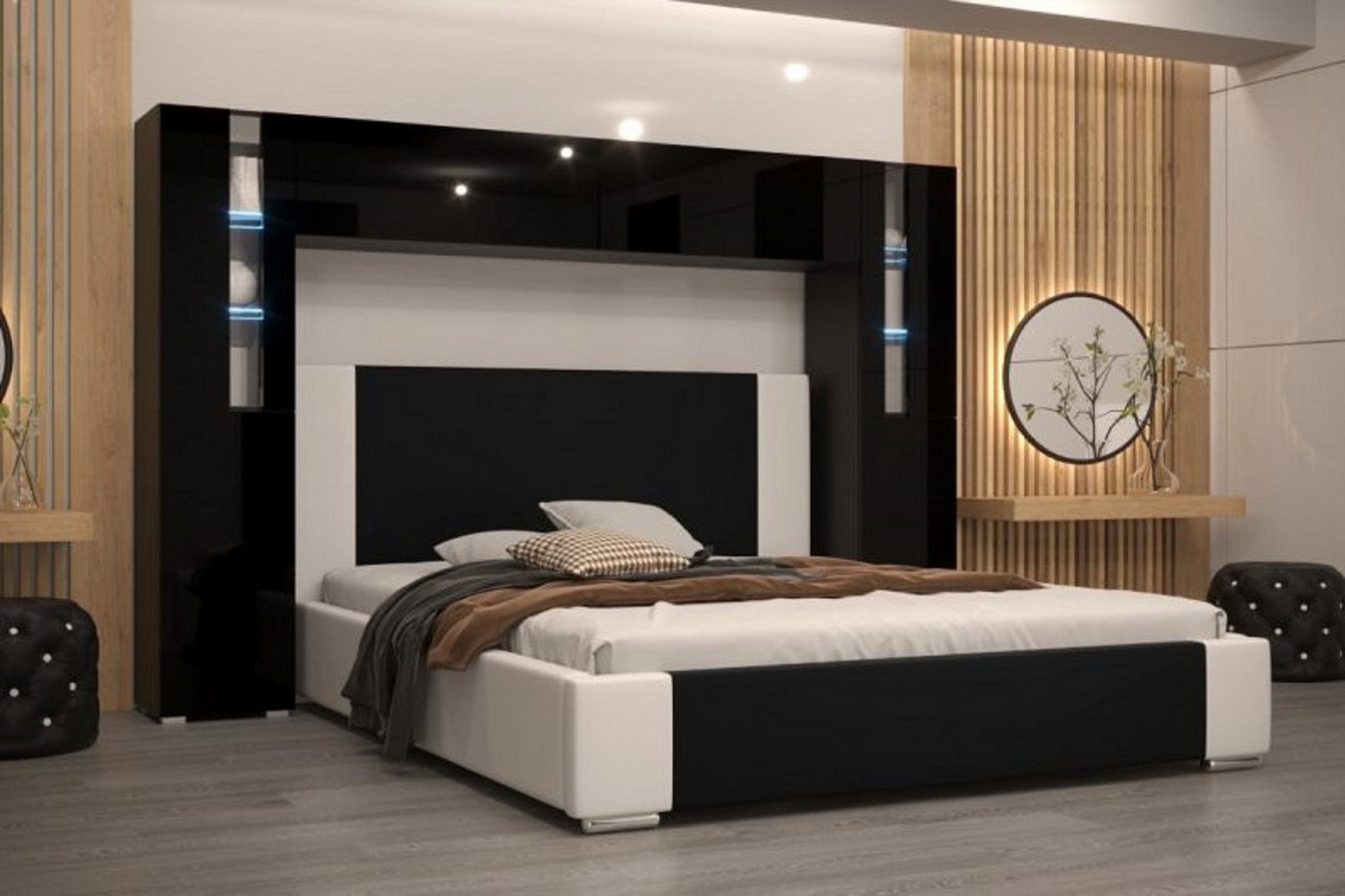 ROYAL24_MARKT Schlafzimmer-Set - Bett mit Panama Schränken, (Komplett Set, 8-St., Premium - Panama 8), Zeitgenössische Möbel mit Charme. von ROYAL24_MARKT