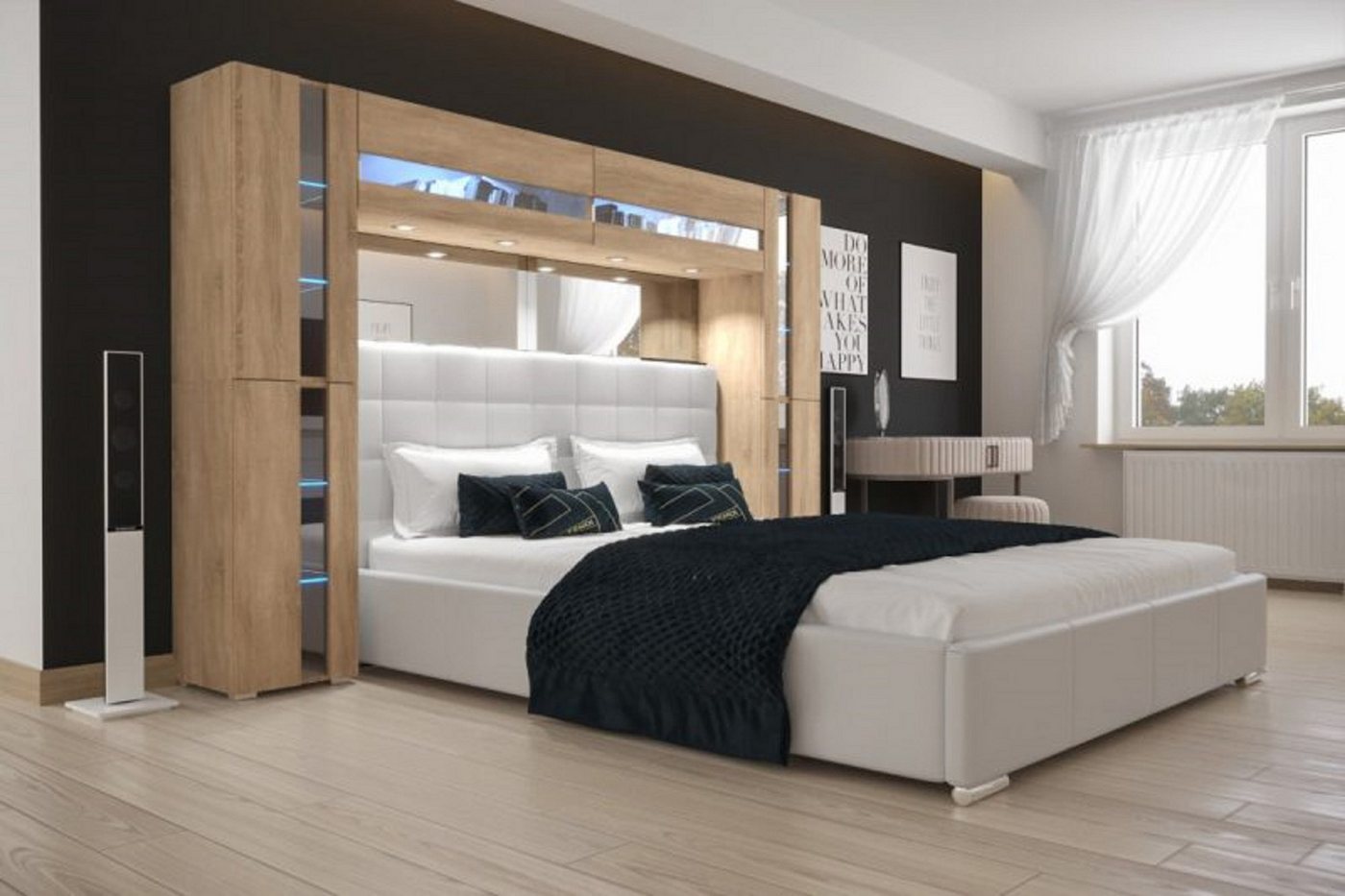 ROYAL24_MARKT Schlafzimmer-Set - Bett mit Panama Schränken, (Komplett Set, 10-St., Premium - Panama 14), Minimalistisches Design - Eleganz und Modernität. von ROYAL24_MARKT