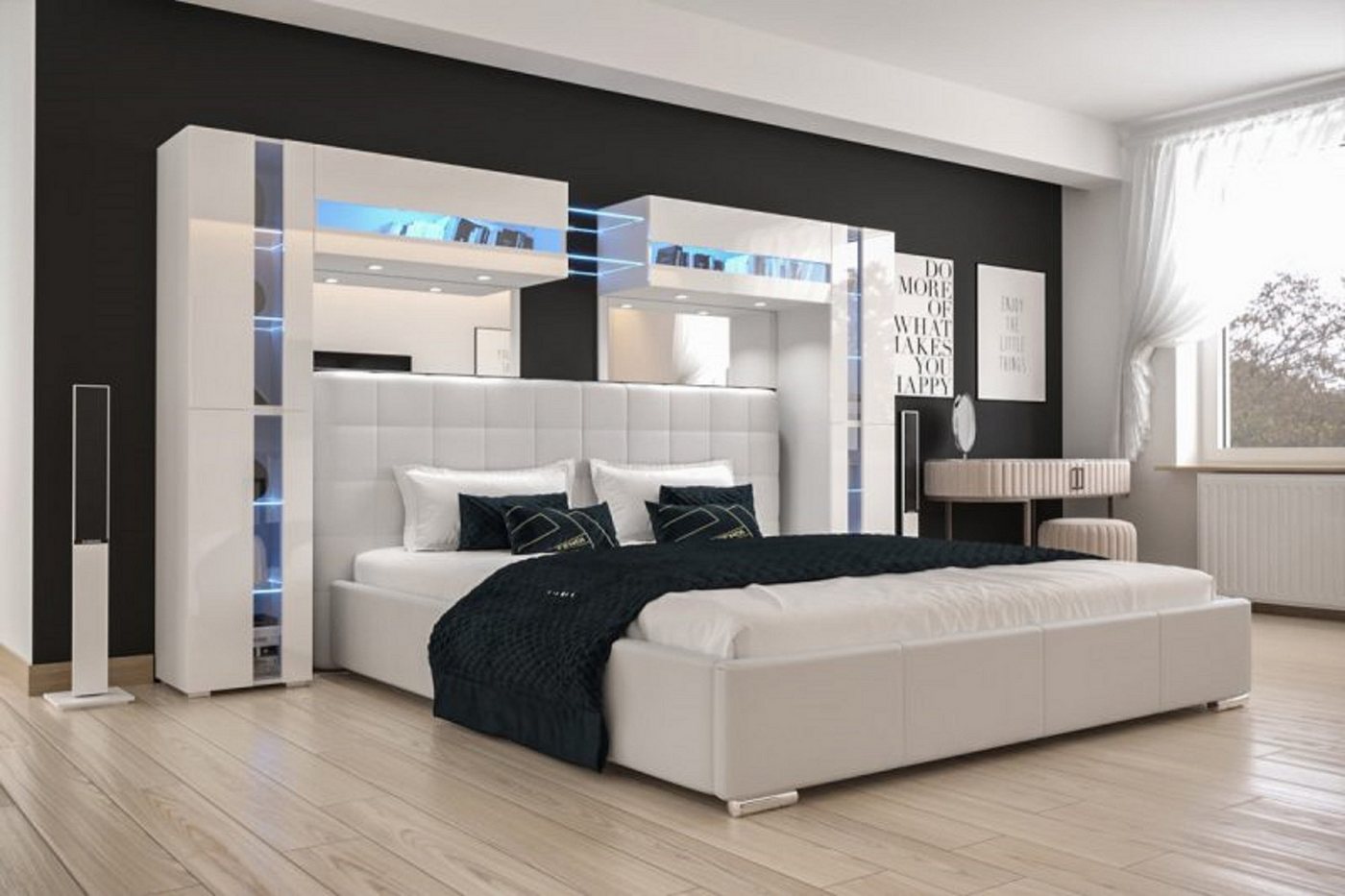 ROYAL24_MARKT Schlafzimmer-Set - Bett mit Panama Schränken, (Premium -, 10-St., Panama 14), Minimalistisches Design - Eleganz und Modernität. von ROYAL24_MARKT