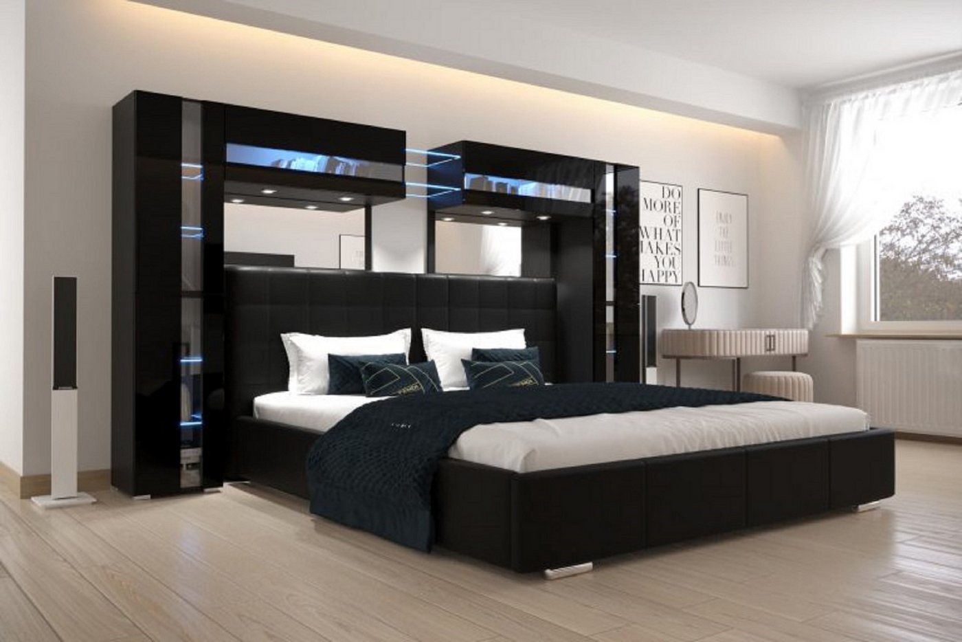 ROYAL24_MARKT Schlafzimmer-Set - Bett mit Panama Schränken, (Premium -, 11-St., Panama 14), Minimalistisches Design - Eleganz und Modernität. von ROYAL24_MARKT
