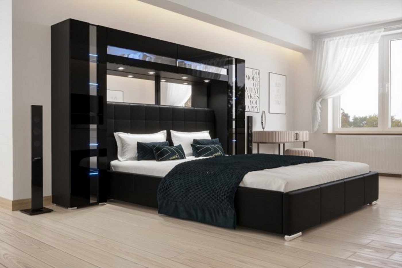ROYAL24_MARKT Schlafzimmer-Set - Bett mit Panama Schränken, (Komplett Set, 9-St., Premium - Panama 14), Minimalistisches Design - Eleganz und Modernität. von ROYAL24_MARKT