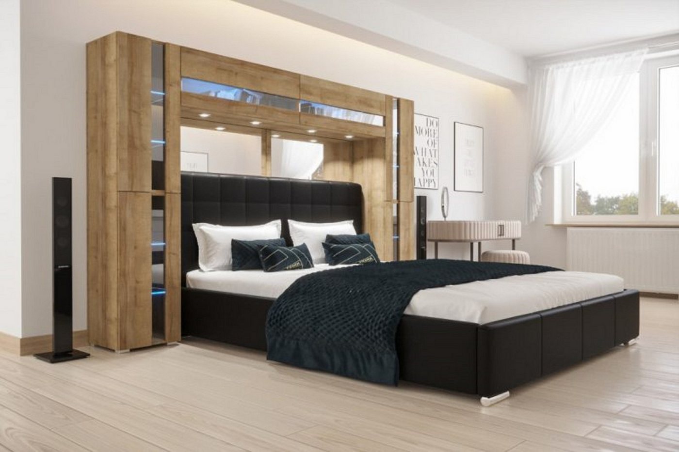 ROYAL24_MARKT Schlafzimmer-Set - Bett mit Panama Schränken, (Premium -, 9-St., Panama 14), Minimalistisches Design - Eleganz und Modernität. von ROYAL24_MARKT