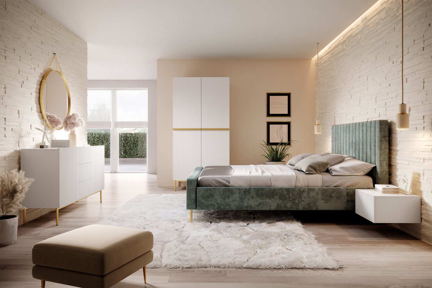 ROYAL24_MARKT Schlafzimmer-Set - Perfektes Arrangement und bleibende Eleganz, (Komplett Set, 5-tlg., Premium - NICOLE), modern flair - highest quality. von ROYAL24_MARKT