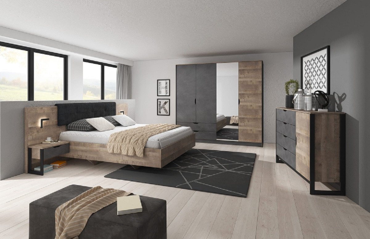ROYAL24_MARKT Schlafzimmer-Set mit zeitlosem Charme, (Komplett Set, 3-St., Kaja Pro), Originelle Form - Stimmungsvolle LEDs - Exakte Verarbeitung. von ROYAL24_MARKT