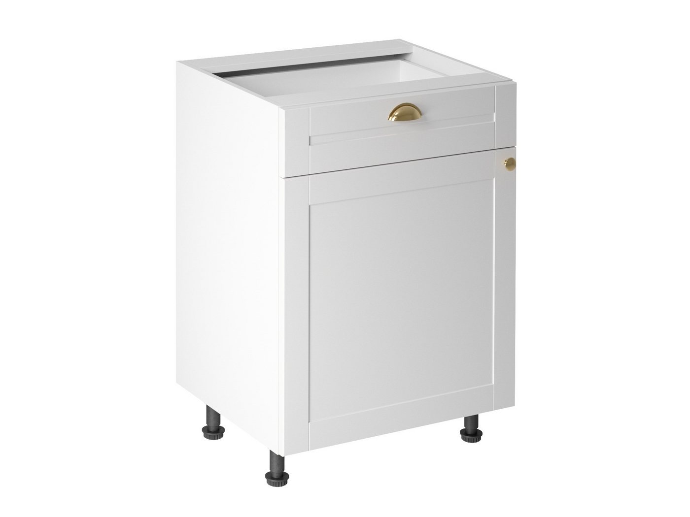 ROYAL24_MARKT Unterschrank - Clever organisiert für Ihre Küchenutensilien (Unterschrank, 1-St., Premium - Linea-Weiß D60S1-D2) Zeitlos - Exklusiv - Top Qualität. von ROYAL24_MARKT