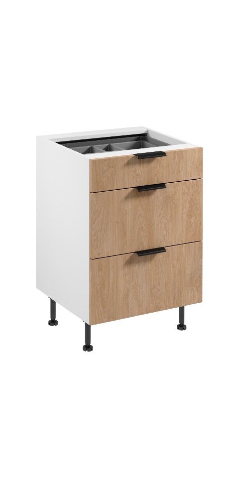 ROYAL24_MARKT Unterschrank - Perfektes Design für optimale Lagerung (Küche Unterschrank, 1-St., Premium - Sorento Weiß Sonoma Eiche -D60S3 AX) Hochwertig – Klassisch – Stilvoll. von ROYAL24_MARKT