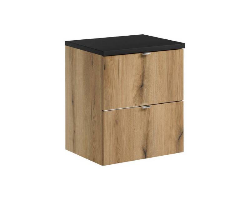 ROYAL24_MARKT Waschbeckenunterschrank - Nova Oak N - Erhältlich in 3 Arbeitsplattengrößen, in Mattschwarz (Waschbeckenunterschrank, 2-St., Premium - Nova Oak N) Modern – Fein – Exzellent. von ROYAL24_MARKT