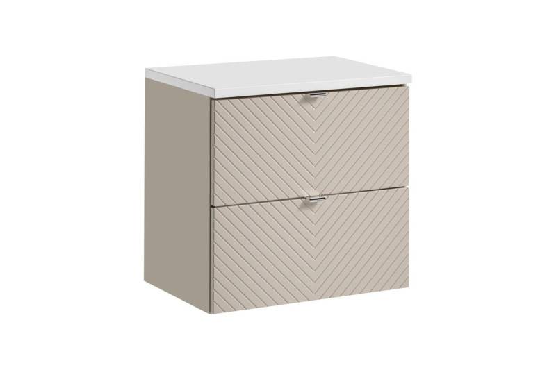 ROYAL24_MARKT Waschbeckenunterschrank - Viva Cashmere V -60 cm Mit Arbeitsplatte & Unterschrank 2 Schubladen (Waschbeckenunterschrank, 2-St., Premium - Viva Cashmere V) Beste – Elegant – Perfekt. von ROYAL24_MARKT