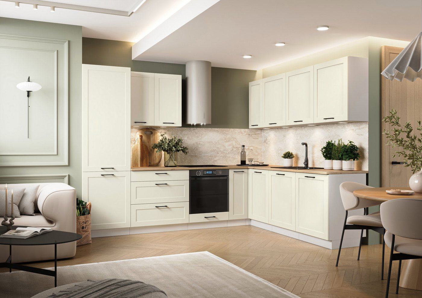 ROYAL24_MARKT Winkelküche - K150-G 230 x 210 cm - ADELE (L) Hochwertige Küchen Inspiration, (Winkelküche), Hochwertig - Modern - Exklusiv von ROYAL24_MARKT