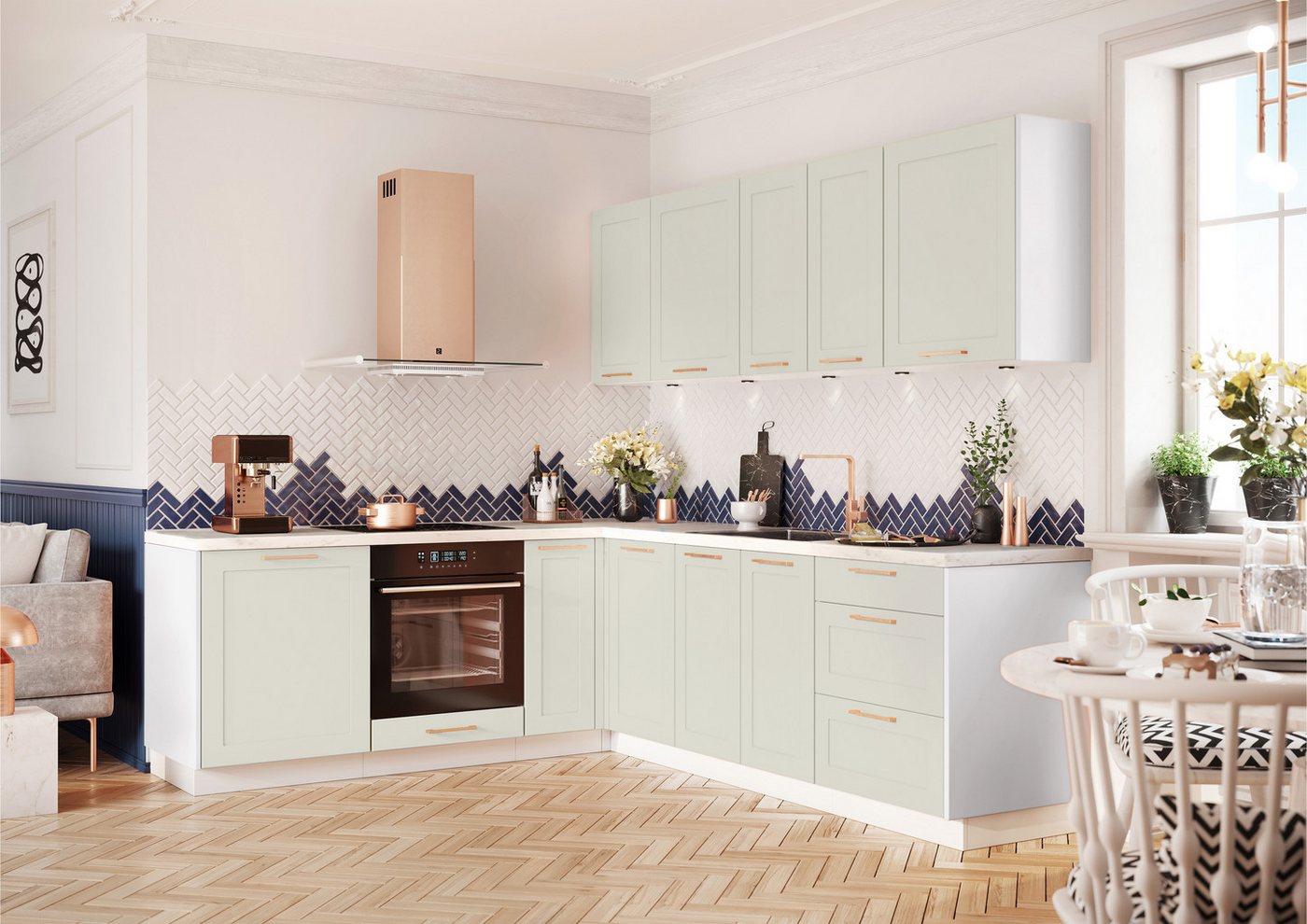 ROYAL24_MARKT Winkelküche - K153-G230 x 150cm - ADELE (L) - Classic Harmony Style, (Komplett Set), Beste Güte - Innovativ - Modern von ROYAL24_MARKT