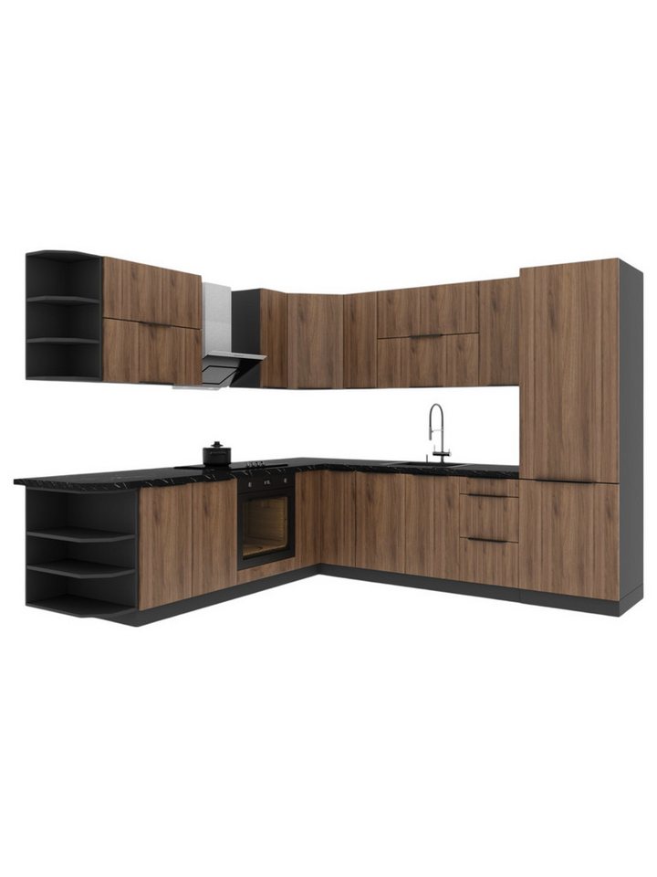 ROYAL24_MARKT Winkelküche K75-G260 - Kompakte Form, maximale Funktionalität, (Komplett Set), Top Stoffe - Exklusiv - Hochwertig. von ROYAL24_MARKT