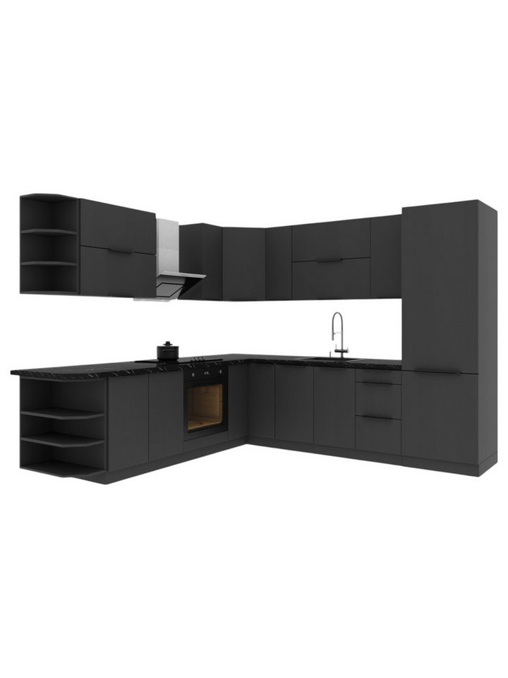 ROYAL24_MARKT Winkelküche K75-G260 - Kompakte Form, maximale Funktionalität, (Komplett Set), Top Stoffe - Exklusiv - Hochwertig. von ROYAL24_MARKT