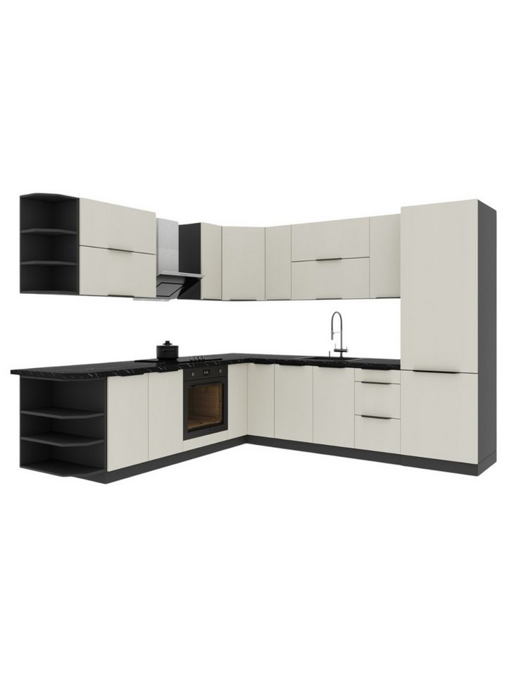 ROYAL24_MARKT Winkelküche K75-G260 - Kompakte Form, maximale Funktionalität, (Komplett Set), Top Stoffe - Exklusiv - Hochwertig. von ROYAL24_MARKT