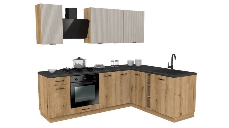 ROYAL24_MARKT Winkelküche - SIMPLY Z10 - Trend Elegance Küchenkollektion, (Komplett Set), Edle Stoffe - Schickes Design - Top Verarbeitung von ROYAL24_MARKT