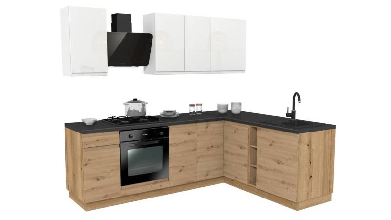 ROYAL24_MARKT Winkelküche - SIMPLY Z11 - Eckküche Hochglanz & aus Holz Design, (Komplett Set), Edles Material - Zeitlos - Elegant von ROYAL24_MARKT