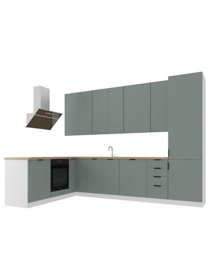 ROYAL24_MARKT Winkelküche K52-G330 - Sorento - Ergonomisches Design zum Kochen und Reinigen, (Komplett Set), Zeitlos - Exklusiv - Top Qualität. von ROYAL24_MARKT