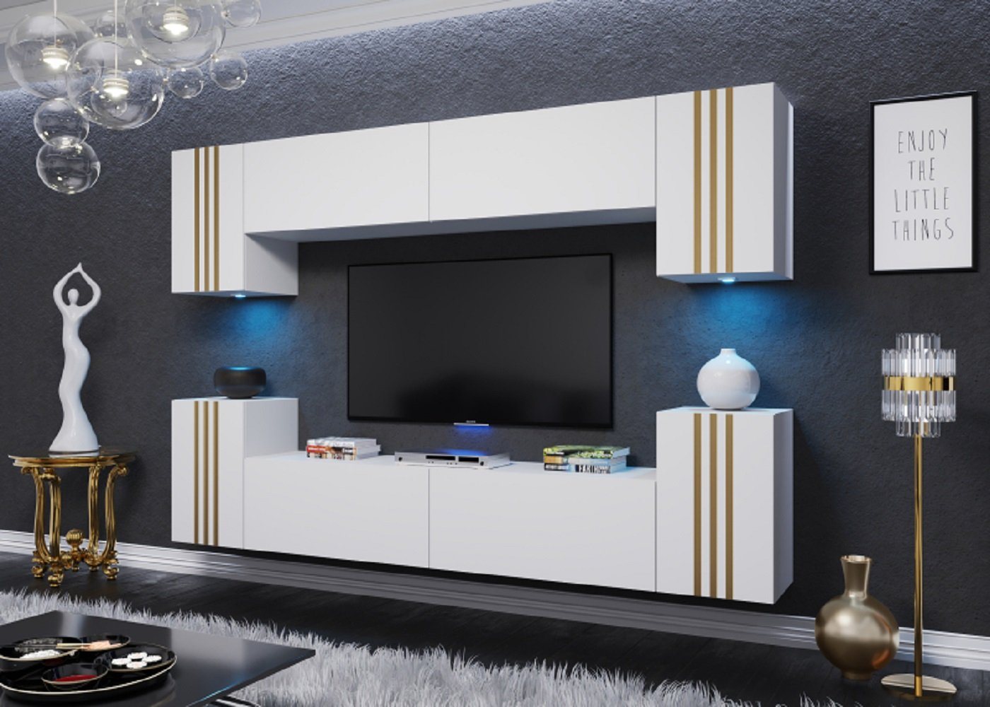 ROYAL24_MARKT Wohnwand - 2024 Luxus erleben / Beste Materialien für stilvolle Wohnzimmer., (Komplett Set, 8-St., Premium - LOVBO), Top-Design - Hochwertige Ausführung - Neu 2024' von ROYAL24_MARKT