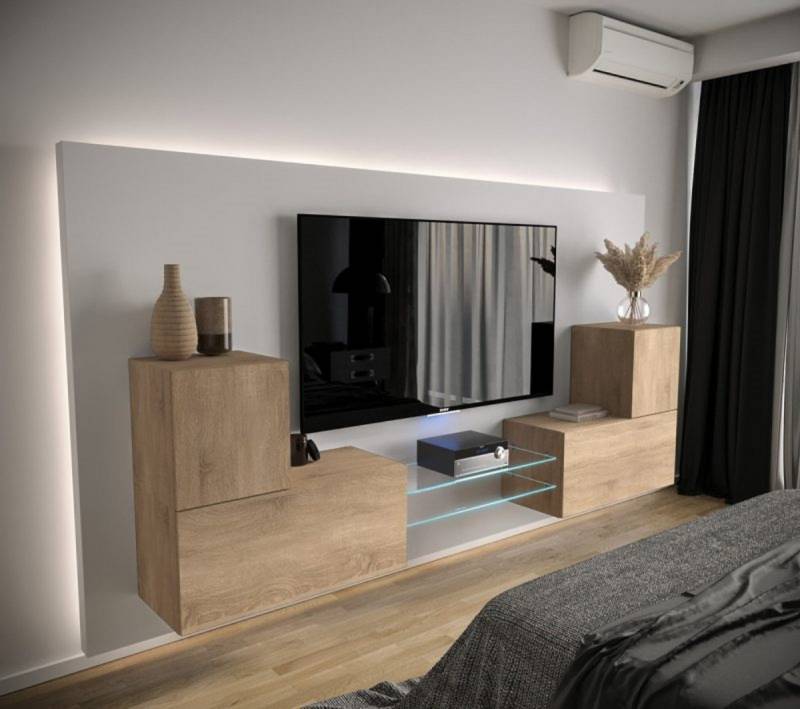 ROYAL24_MARKT Wohnwand - Es verfügt über luxuriöse Details, (Komplett Set, 6-St., Premium - AN96), Zeitlose Schönheit - Klassische Möbel. von ROYAL24_MARKT