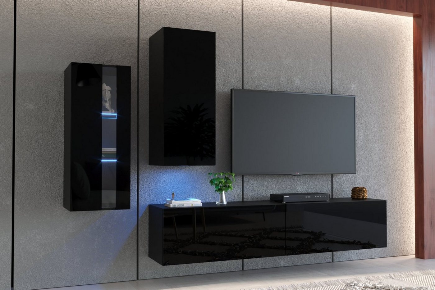 ROYAL24_MARKT Wohnwand - Wohnraum-Trends / Hochwertige Materialien für deine Wohnwand -, (Komplett Set, 4-St., Liam E9), Elegantes Design - LED Beleuchtung - Neu 2024 von ROYAL24_MARKT