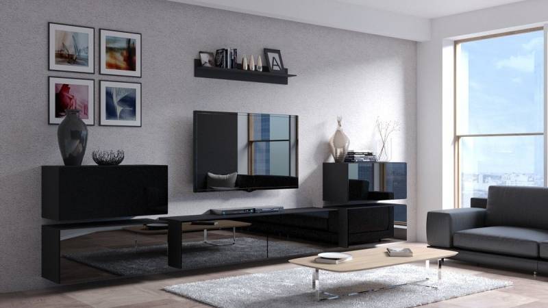 ROYAL24_MARKT Wohnwand - Wohnzimmer 2024 / Exklusive Wohnwände mit hochwertigen Materialien, (Komplett Set, 7-St., Muna Plus - D), Premium-Qualität - Moderne Eleganz - Hochwertigen Materialien von ROYAL24_MARKT