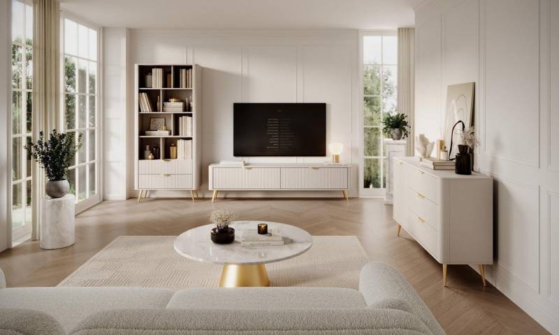 ROYAL24_MARKT Wohnzimmer-Set - Eleganz und Funktion in einem., (Wohnzimmer-Set, 3-St., Premium - RENO BEIGE), Modern – Fein – Exzellent. von ROYAL24_MARKT