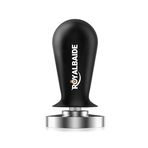 51mm Espresso Tamper, kalibrierte Barista Kaffeestampfer mit 30 Pfund federbelastetem Edelstahlsockel, Griff aus eloxiertem Aluminium von ROYALBAIDE