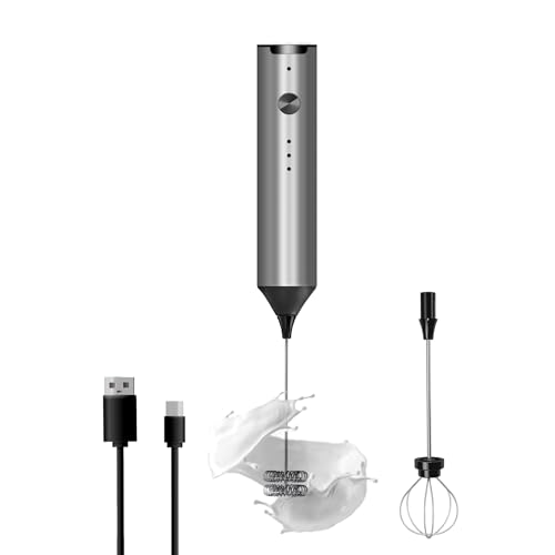 Handgehaltener Milchaufschäumer,Typ C,wiederaufladbarer elektrischer Schneebesen, Kaffeeaufschäumer-Mixer für Kaffee, 3 Mischgeschwindigkeiten, Mini-Milchaufschäumer für Kaffee, Matcha, Frappe von ROYALBAIDE