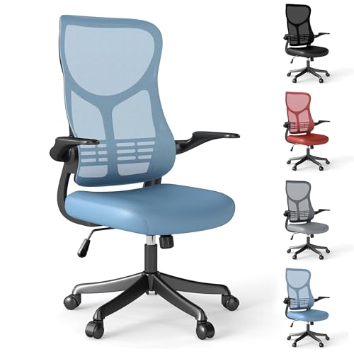 ROYALJOBO Net Chair Ergonomischer Bürostuhl, verstellbare Netz-Gaming-Stühle mit Lendenwirbelstütze, Schreibtischstühle mit hoher Rückenlehne für Heimbüro, bequemer Computer-Chai r mit Kopfstütze und von ROYALJOBO